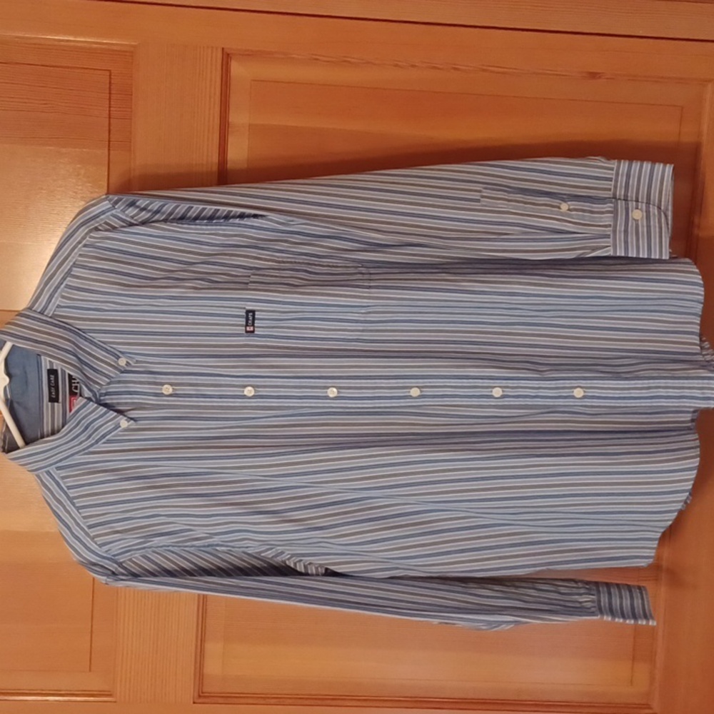 Mens long sleeve blue stripe shirt